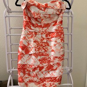 Bebe Coral Striped Strapless Dress